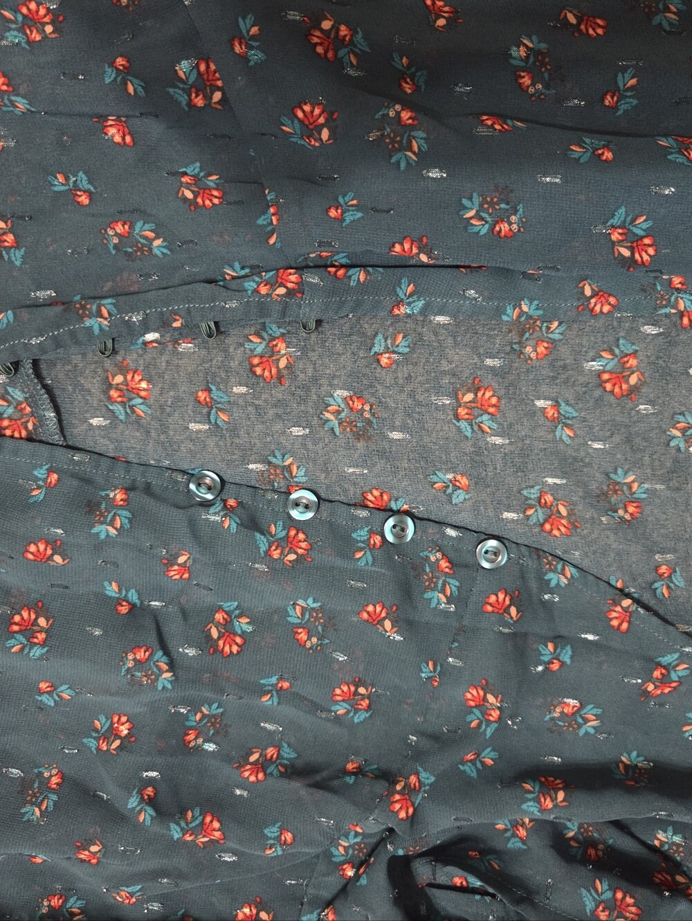 Teal Floral Short-Sleeve Dress - Picture 3 of 5